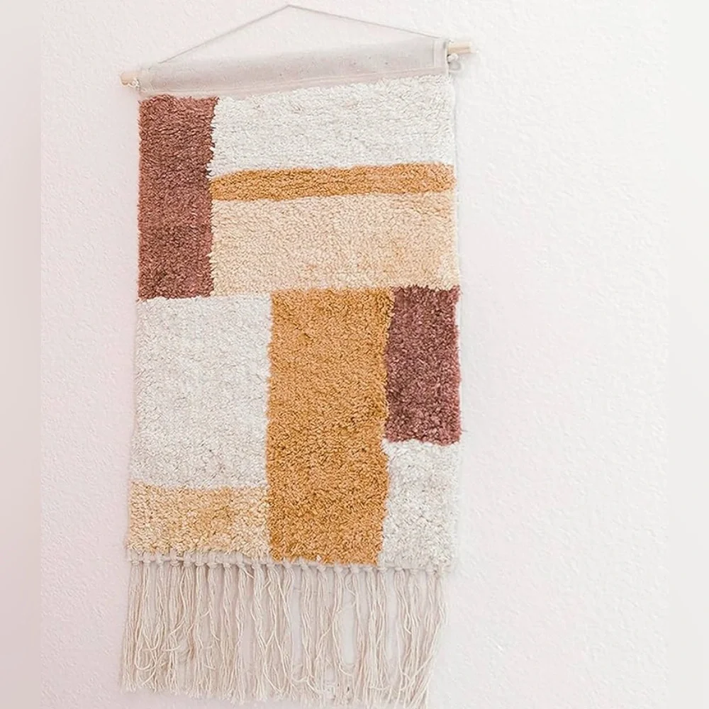 Crane Baby Safari Nursery Décor,Dyed Cotton Wall Hanging, Orange & Cream,14"x21" - Picture 3 of 3